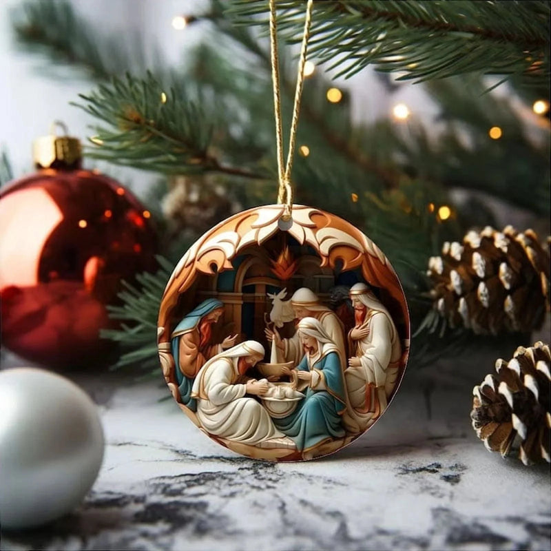 Conjunto de Enfeites "Nascimento de Cristo" para o Natal