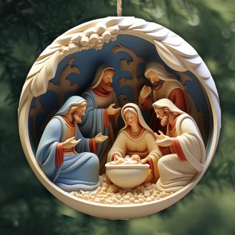 Conjunto de Enfeites "Nascimento de Cristo" para o Natal