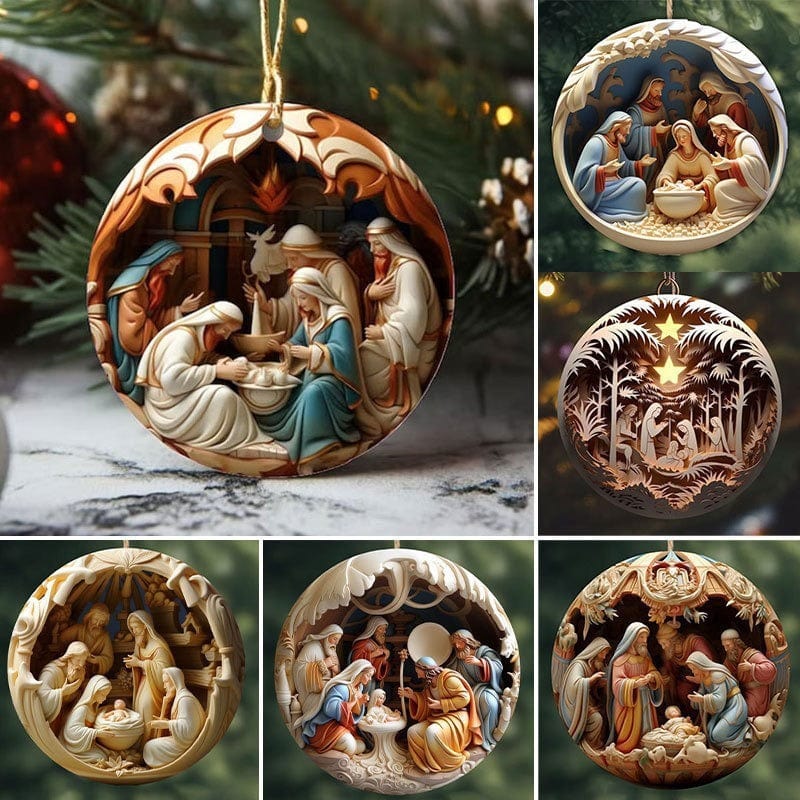 Conjunto de Enfeites "Nascimento de Cristo" para o Natal
