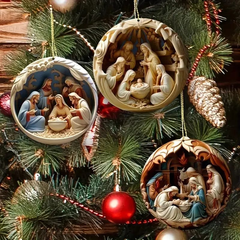 Conjunto de Enfeites "Nascimento de Cristo" para o Natal